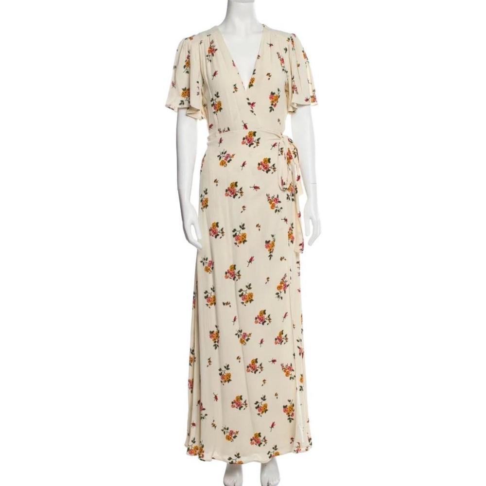 Privacy Please Floral White Wrap Dress Size L